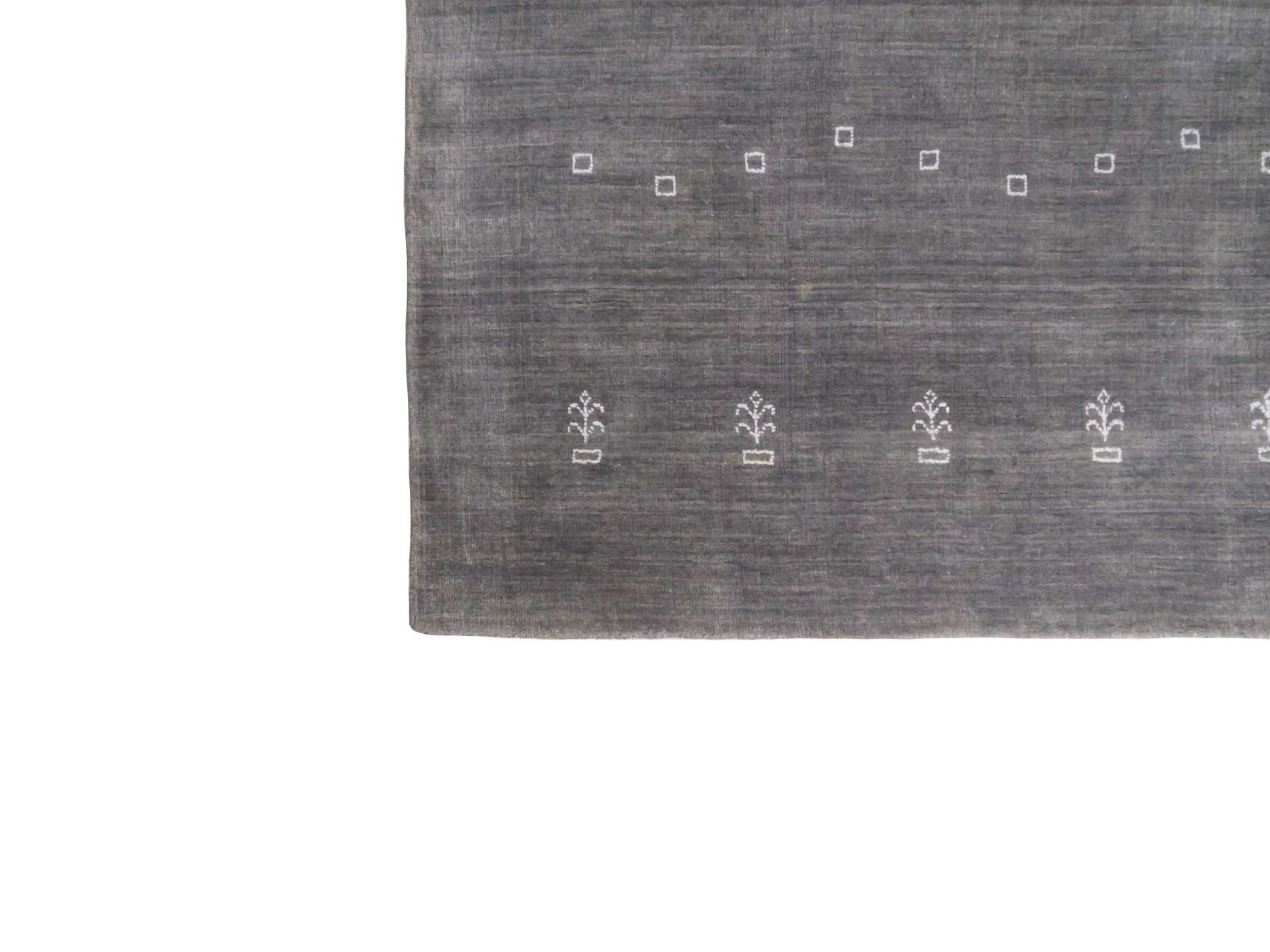 Moderner, Handloom Lori Gabbeh Orientteppich von Khademi aus Wolle, grau. Nomaden-Design. Produziert in Indien. Größe: 298x201cm. Teppichnummer: KB4-1612. Verkauf durch Jupiter Intl.