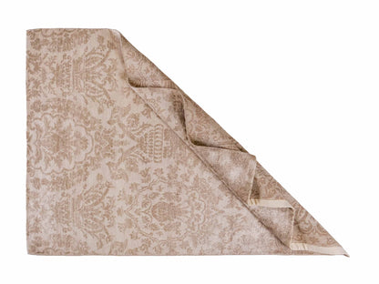 Handgeknüpfter Damask Orientteppich von Khademi aus Wolle mit Viskose, cremeweiß, beige. Modernes Vintage-Design. Von Hand geknüpft in Indien. Größe: 206x143cm. Teppichnummer: KB4-1619. Verkauf durch Jupiter Intl.
