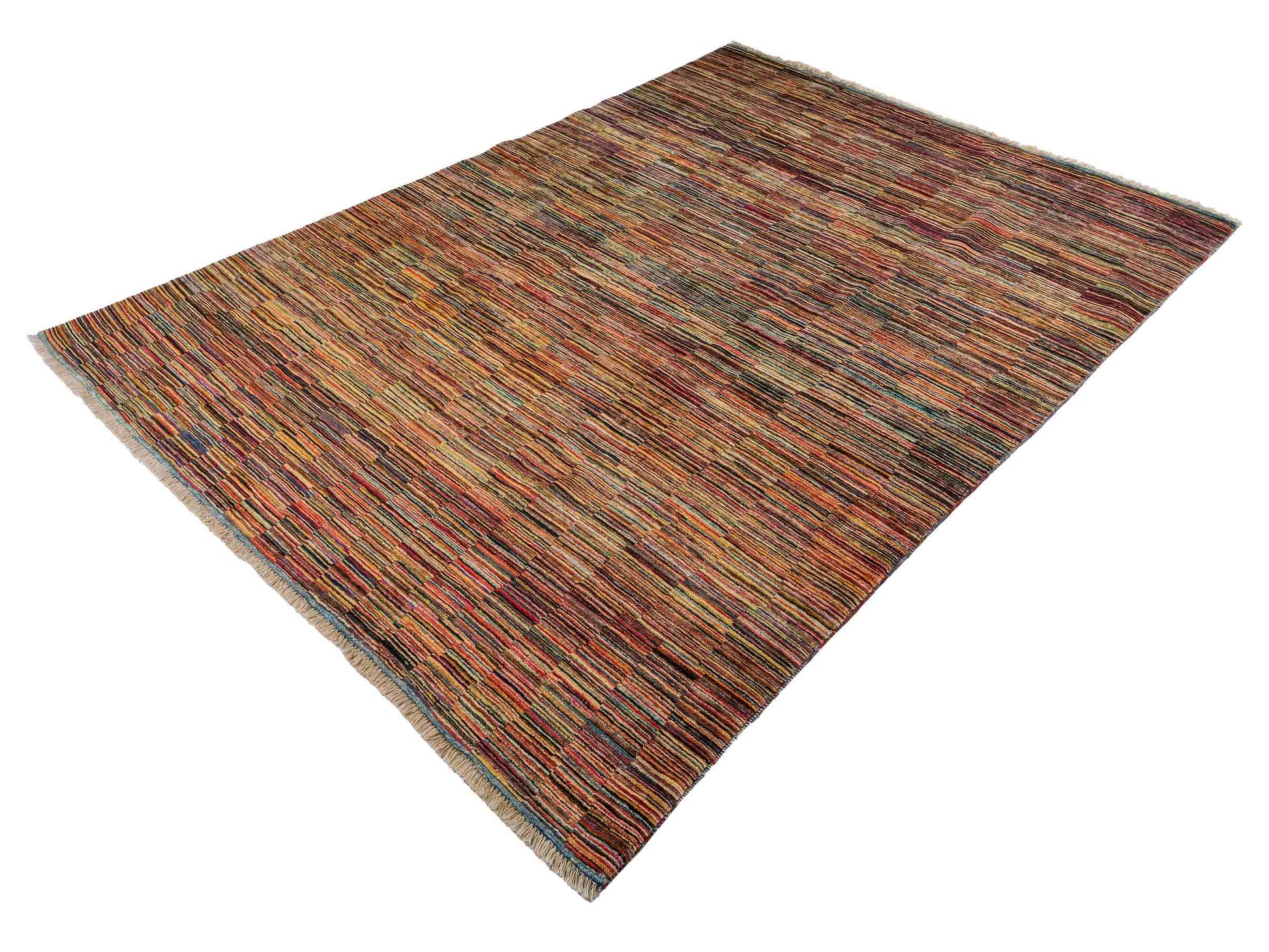 Handgeknüpfter, afghanischer, moderner Design Ziegler Orientteppich aus Wolle von Khademi. Größe: 259 x 181 cm. Farbe: Beige, bunt. Verkauf durch JUPITER Intl.