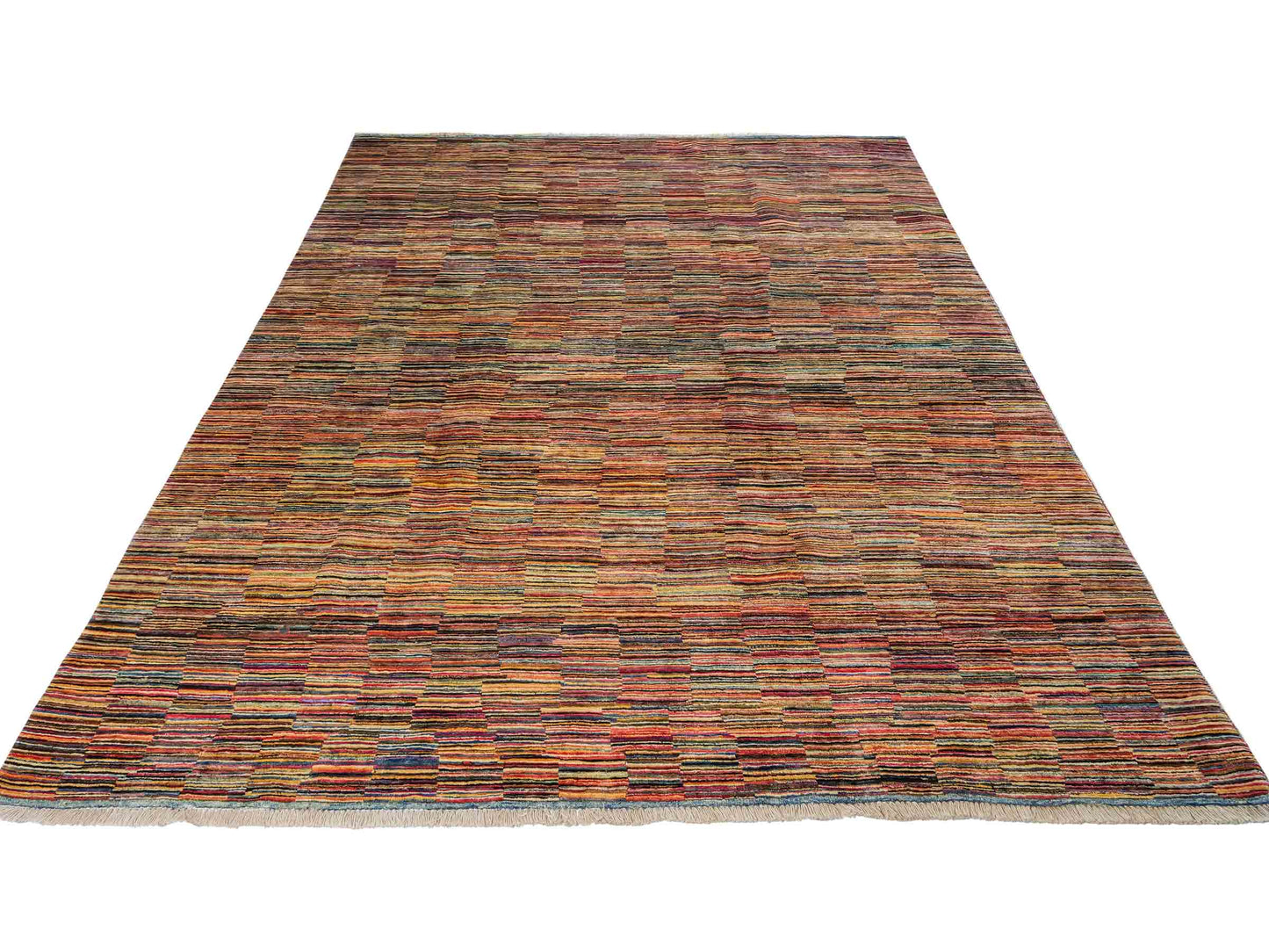 Handgeknüpfter, afghanischer, moderner Design Ziegler Orientteppich aus Wolle von Khademi. Größe: 259 x 181 cm. Farbe: Beige, bunt. Verkauf durch JUPITER Intl.
