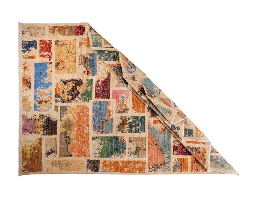 Handgeknüpfter, afghanischer, moderner Design Ziegler Orientteppich aus Wolle von Khademi. Größe: 290 x 201 cm. Farbe: Cremeweiß, beige. Verkauf durch JUPITER Intl.