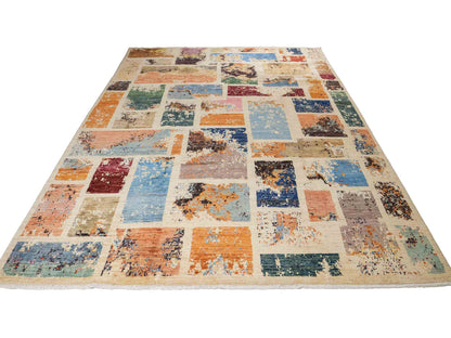 Handgeknüpfter, afghanischer, moderner Design Ziegler Orientteppich aus Wolle von Khademi. Größe: 290 x 201 cm. Farbe: Cremeweiß, beige. Verkauf durch JUPITER Intl.