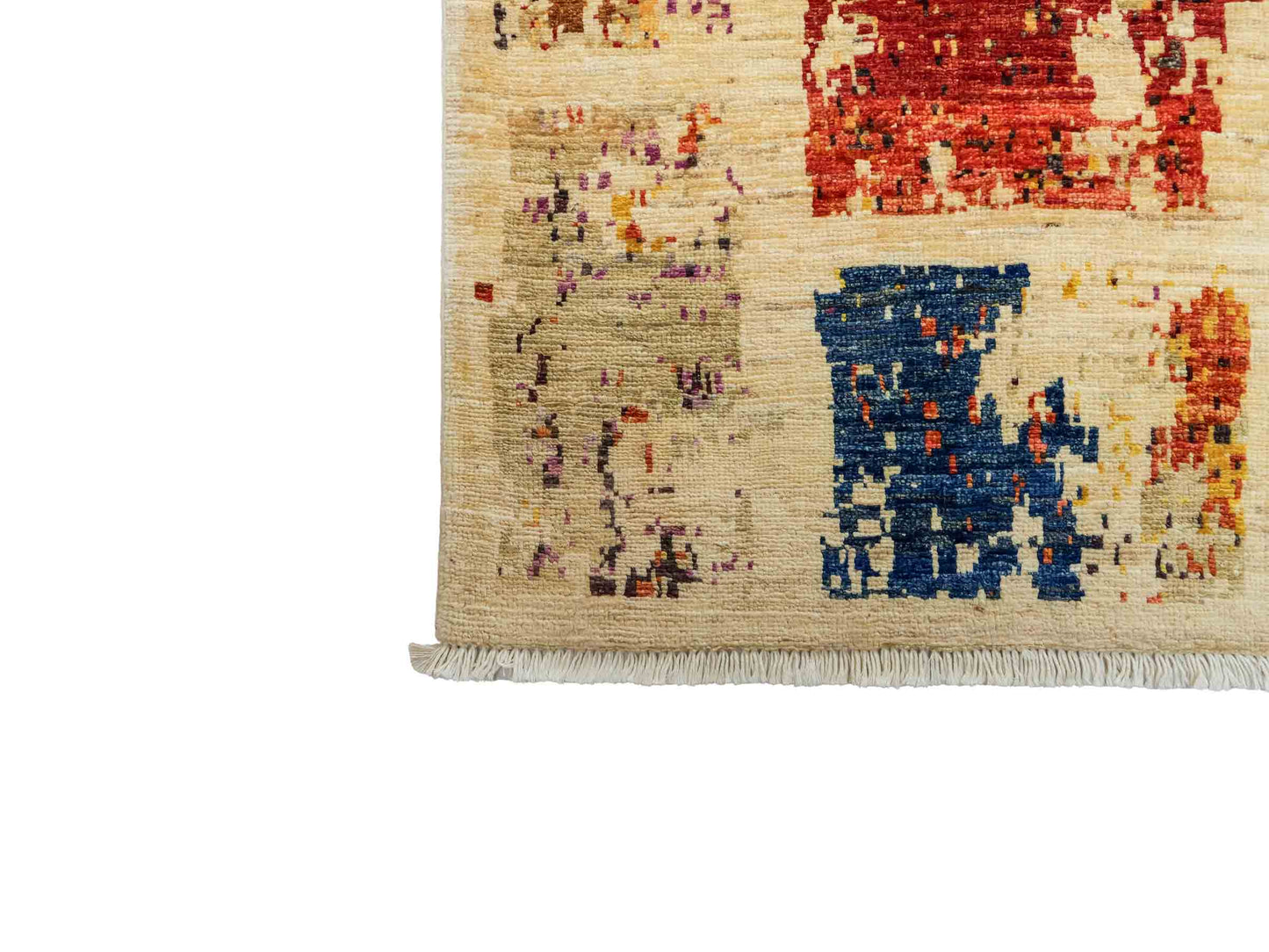 Handgeknüpfter, afghanischer, moderner Design Ziegler Orientteppich aus Wolle von Khademi. Größe: 290 x 201 cm. Farbe: Cremeweiß, beige. Verkauf durch JUPITER Intl.