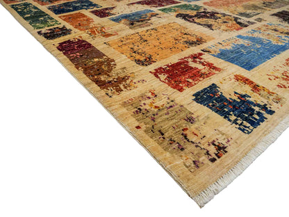 Handgeknüpfter, afghanischer, moderner Design Ziegler Orientteppich aus Wolle von Khademi. Größe: 290 x 201 cm. Farbe: Cremeweiß, beige. Verkauf durch JUPITER Intl.