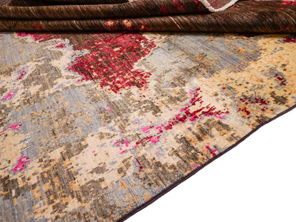 Handgeknüpfter, afghanischer, moderner Design Ziegler Orientteppich aus Wolle von Khademi. Größe: 300 x 201 cm. Farbe: Braun, grau, pink. Verkauf durch JUPITER Intl.