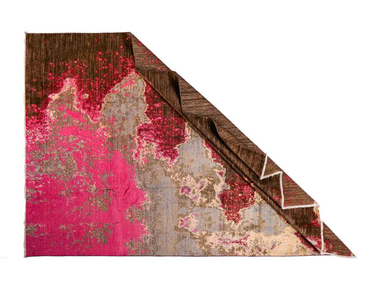 Handgeknüpfter, afghanischer, moderner Design Ziegler Orientteppich aus Wolle von Khademi. Größe: 300 x 201 cm. Farbe: Braun, grau, pink. Verkauf durch JUPITER Intl.