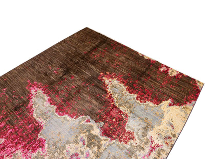 Handgeknüpfter, afghanischer, moderner Design Ziegler Orientteppich aus Wolle von Khademi. Größe: 300 x 201 cm. Farbe: Braun, grau, pink. Verkauf durch JUPITER Intl.