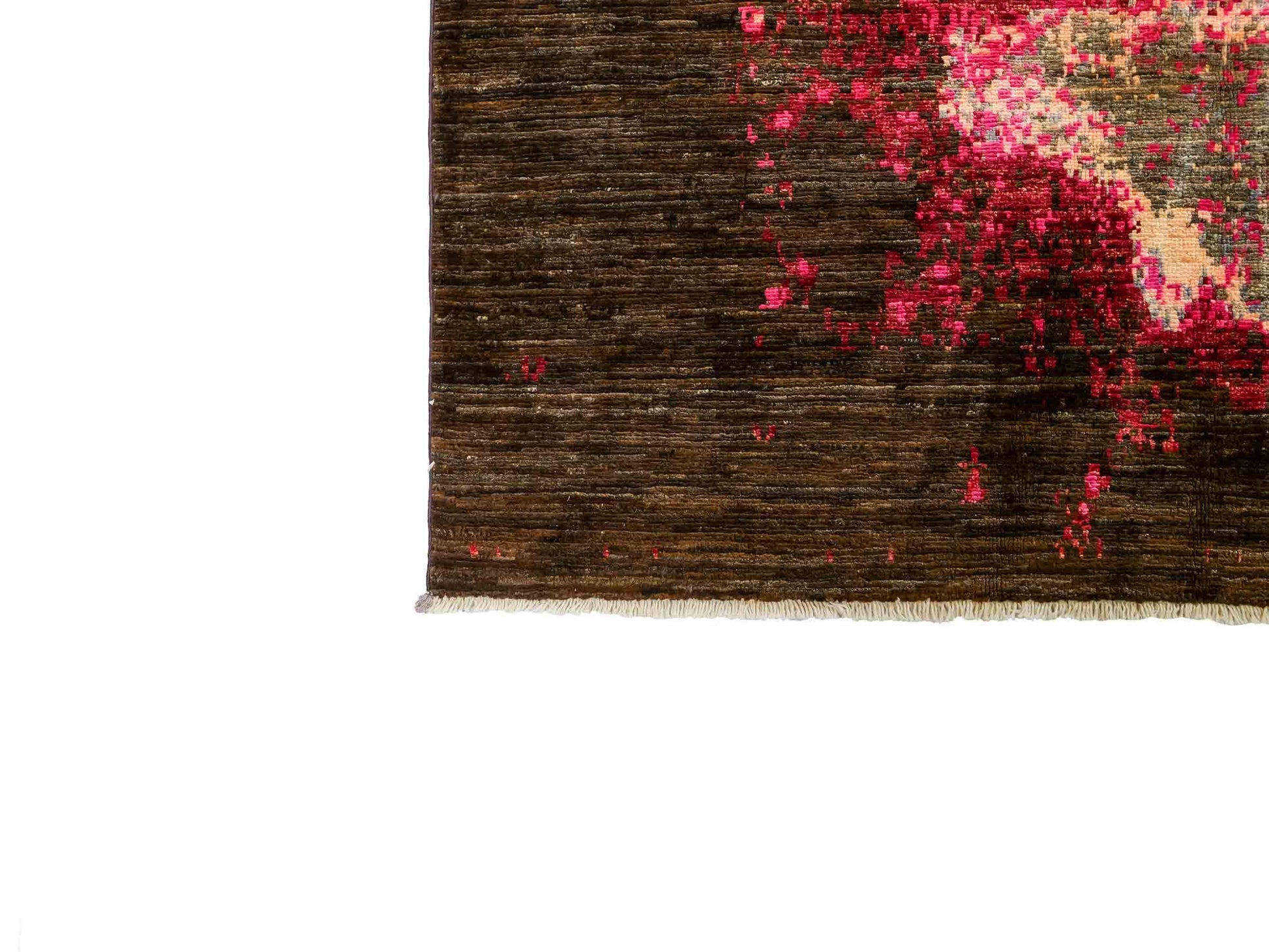 Handgeknüpfter, afghanischer, moderner Design Ziegler Orientteppich aus Wolle von Khademi. Größe: 300 x 201 cm. Farbe: Braun, grau, pink. Verkauf durch JUPITER Intl.