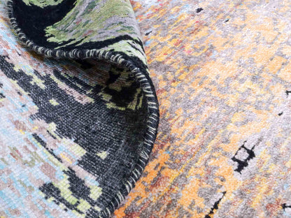 Handgeknüpfter Designer Orientteppich von Khademi aus Wolle mit Viskose, schwarz, mehrfarbig. Abstraktes Design. Von Hand geknüpft in Indien. Größe: 180x123cm. Teppichnummer: KB4-1628. Verkauf durch Jupiter Intl.