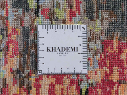 Handgeknüpfter Designer Orientteppich von Khademi aus Wolle mit Viskose, schwarz, mehrfarbig. Abstraktes Design. Von Hand geknüpft in Indien. Größe: 180x123cm. Teppichnummer: KB4-1628. Verkauf durch Jupiter Intl.