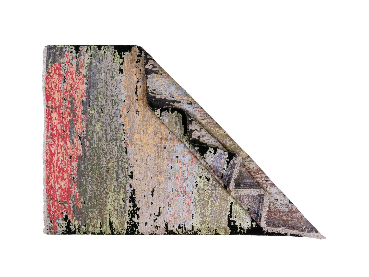 Handgeknüpfter Designer Orientteppich von Khademi aus Wolle mit Viskose, schwarz, mehrfarbig. Abstraktes Design. Von Hand geknüpft in Indien. Größe: 180x123cm. Teppichnummer: KB4-1628. Verkauf durch Jupiter Intl.