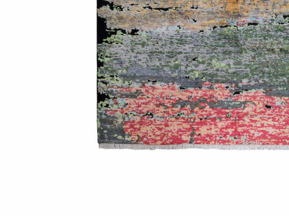 Handgeknüpfter Designer Orientteppich von Khademi aus Wolle mit Viskose, schwarz, mehrfarbig. Abstraktes Design. Von Hand geknüpft in Indien. Größe: 180x123cm. Teppichnummer: KB4-1628. Verkauf durch Jupiter Intl.