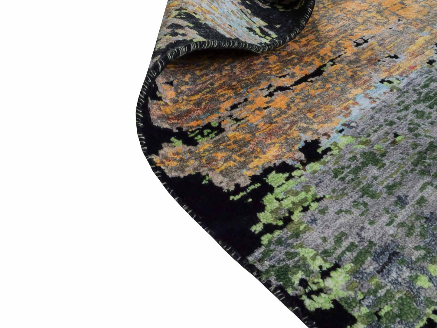 Handgeknüpfter Designer Orientteppich von Khademi aus Wolle mit Viskose, schwarz, mehrfarbig. Abstraktes Design. Von Hand geknüpft in Indien. Größe: 180x123cm. Teppichnummer: KB4-1628. Verkauf durch Jupiter Intl.