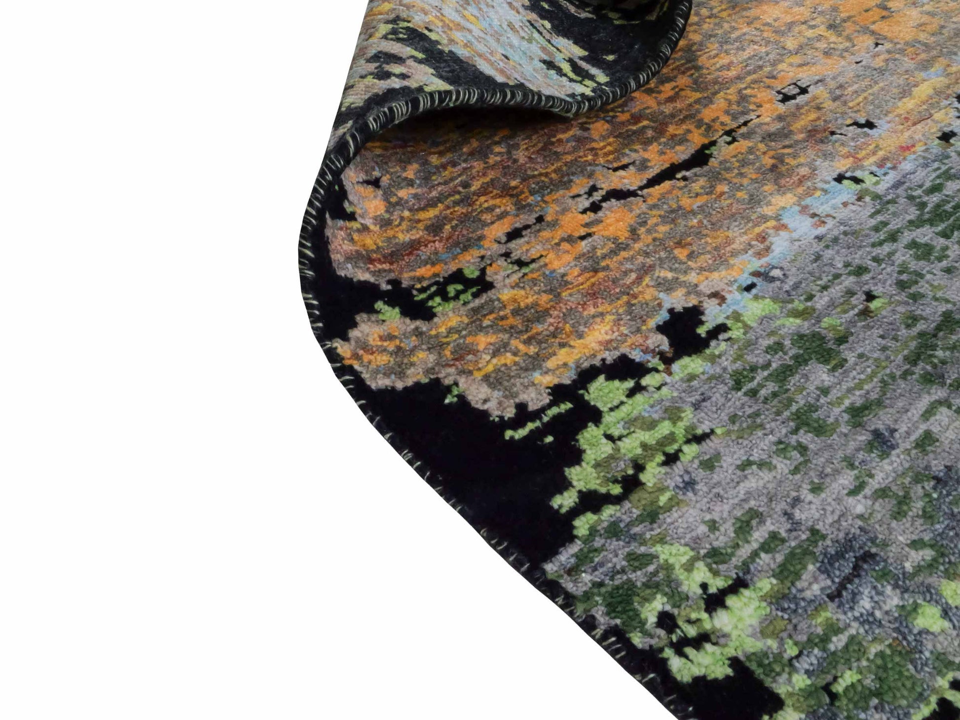 Handgeknüpfter Designer Orientteppich von Khademi aus Wolle mit Viskose, schwarz, mehrfarbig. Abstraktes Design. Von Hand geknüpft in Indien. Größe: 180x123cm. Teppichnummer: KB4-1628. Verkauf durch Jupiter Intl.