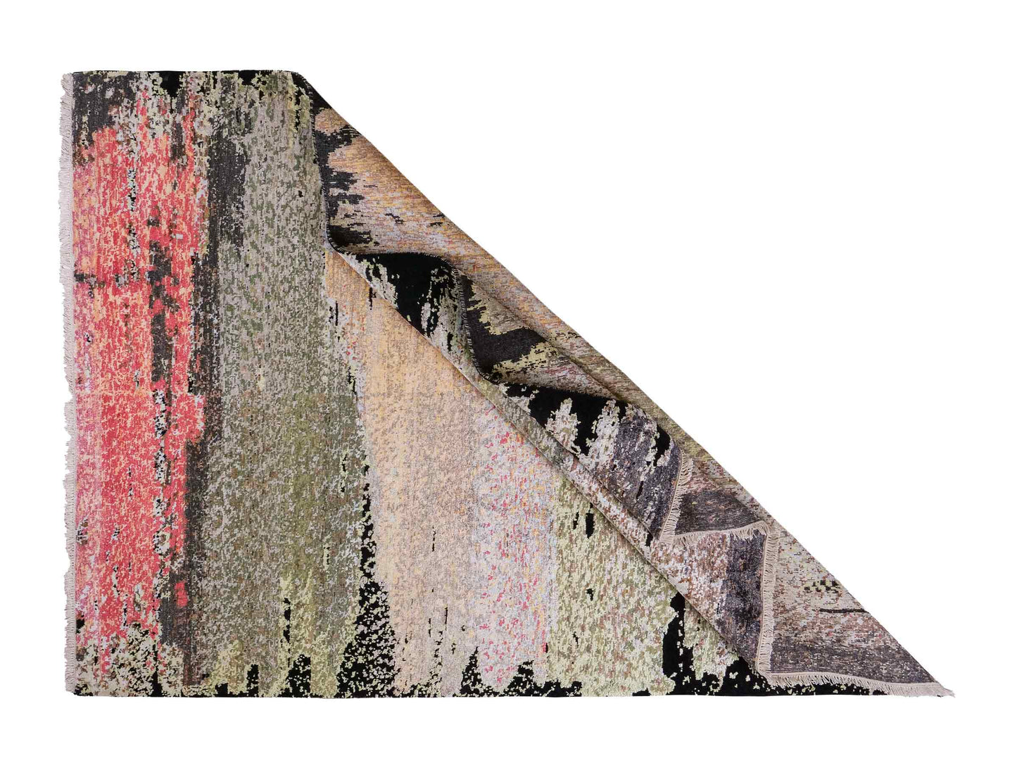 Handgeknüpfter Designer Orientteppich von Khademi aus Wolle mit Viskose, schwarz, mehrfarbig. Abstraktes Design. Von Hand geknüpft in Indien. Größe: 204x150cm. Teppichnummer: KB4-1624. Verkauf durch Jupiter Intl.