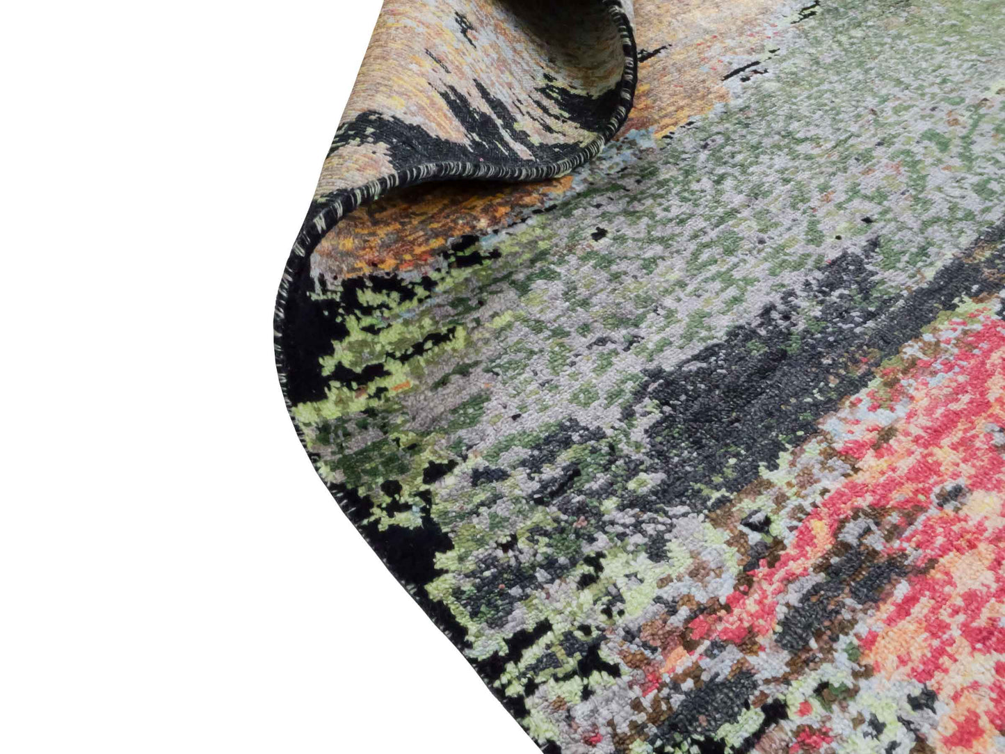 Handgeknüpfter Designer Orientteppich von Khademi aus Wolle mit Viskose, schwarz, mehrfarbig. Abstraktes Design. Von Hand geknüpft in Indien. Größe: 204x150cm. Teppichnummer: KB4-1624. Verkauf durch Jupiter Intl.