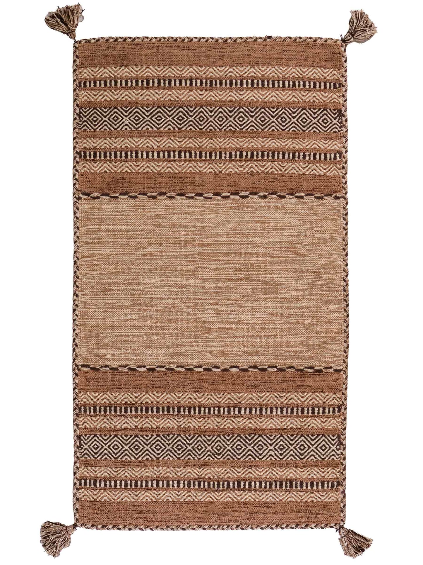 Handgewebter, moderner Indo Kelim Orientteppich von Khademi aus Baumwolle, beige. Geometrisches Design. Von Hand gewebt in Indien. Größe: 150x80cm. Teppichnummer: KB4-1656. Verkauf durch Jupiter Intl.