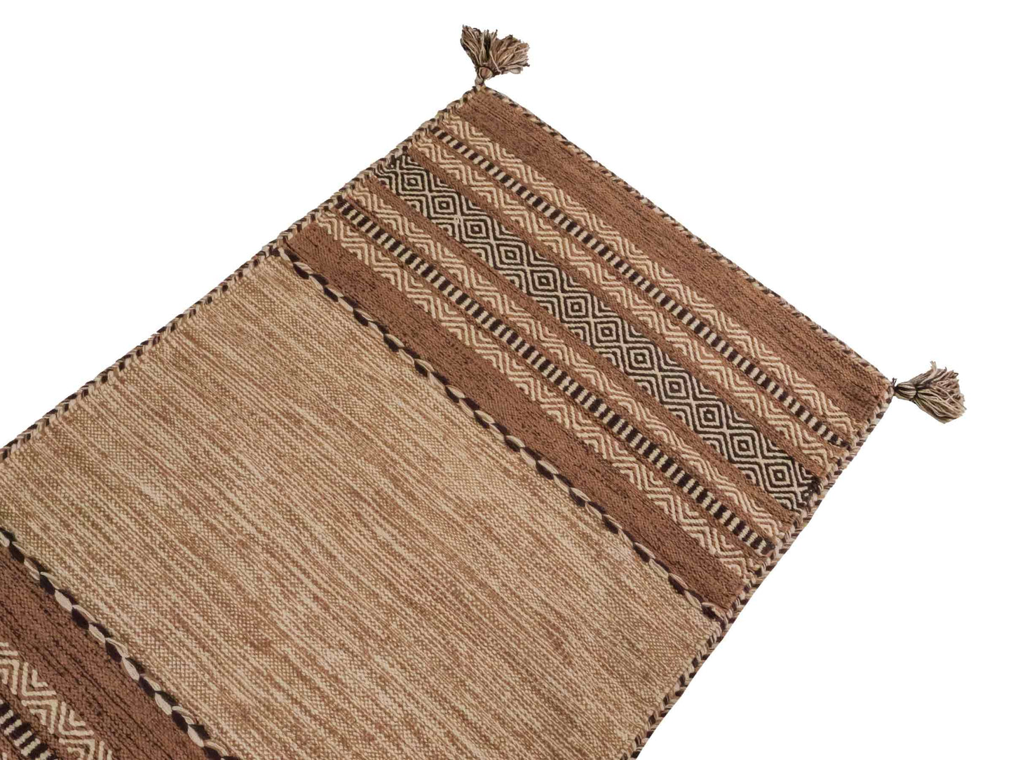 Handgewebter, moderner Indo Kelim Orientteppich von Khademi aus Baumwolle, beige. Geometrisches Design. Von Hand gewebt in Indien. Größe: 150x80cm. Teppichnummer: KB4-1656. Verkauf durch Jupiter Intl.