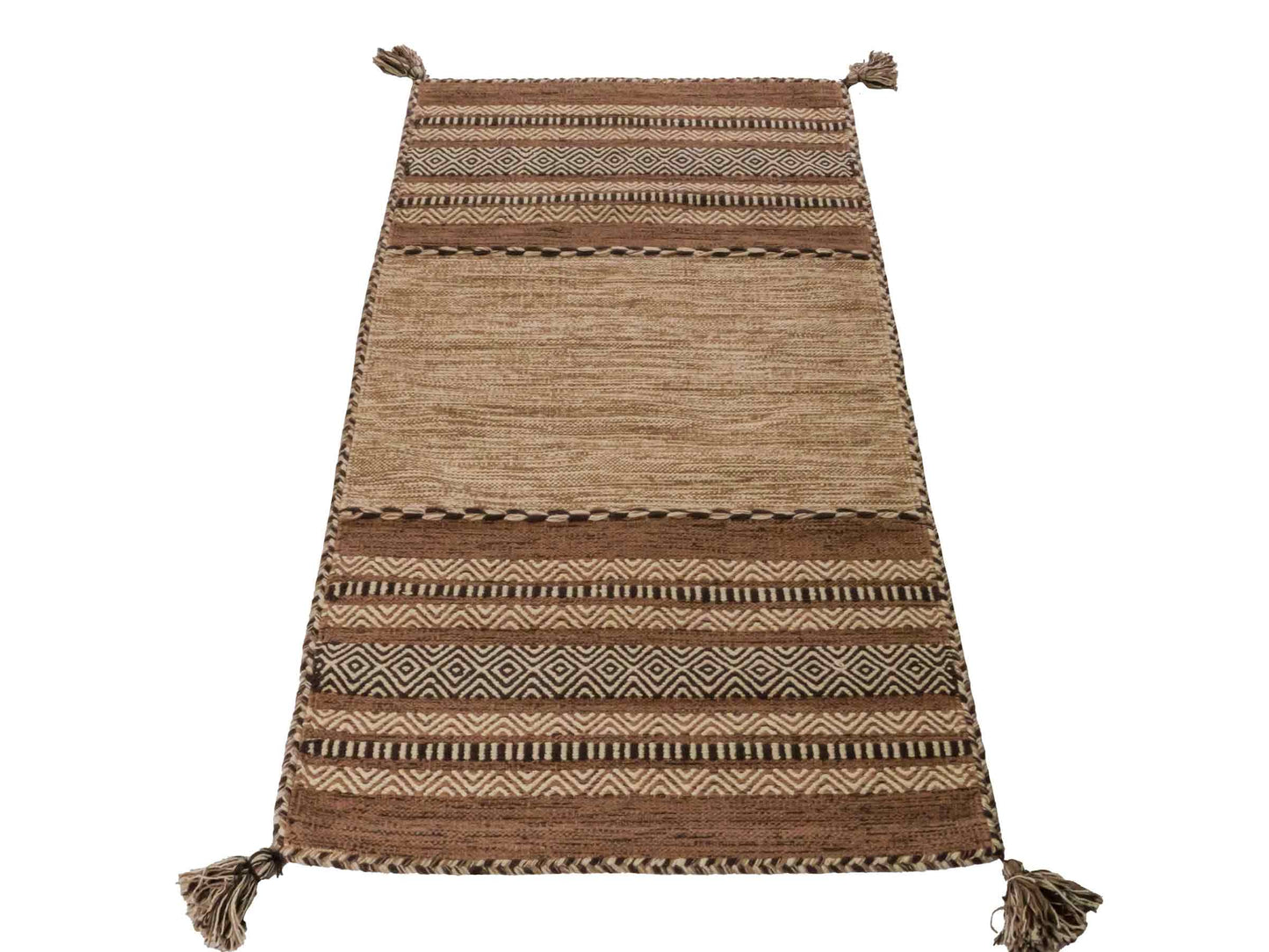 Handgewebter, moderner Indo Kelim Orientteppich von Khademi aus Baumwolle, beige. Geometrisches Design. Von Hand gewebt in Indien. Größe: 150x80cm. Teppichnummer: KB4-1656. Verkauf durch Jupiter Intl.