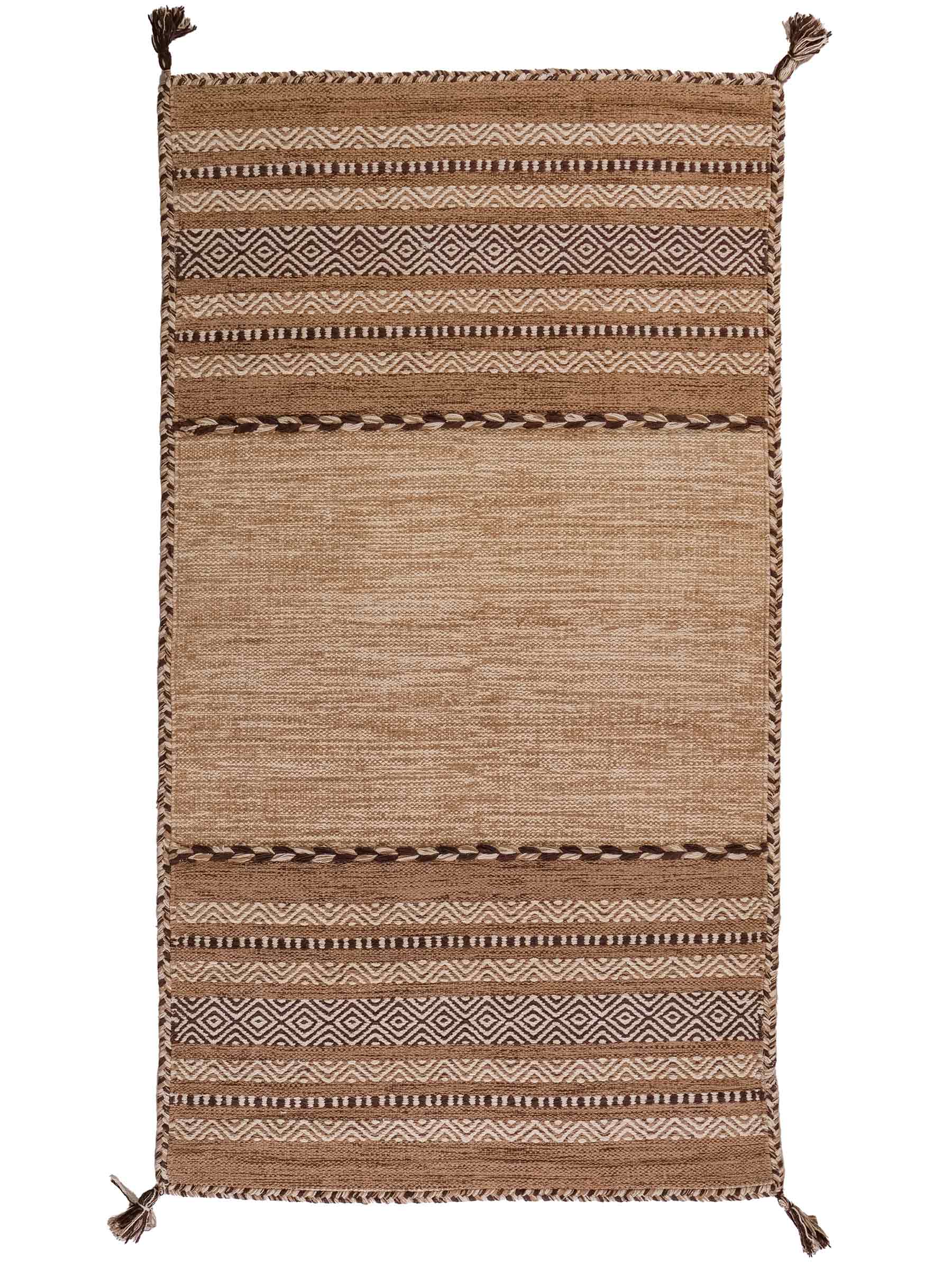 Handgewebter, moderner Indo Kelim Orientteppich von Khademi aus Baumwolle, beige. Geometrisches Design. Von Hand gewebt in Indien. Größe: 150x80cm. Teppichnummer: KB4-1657. Verkauf durch Jupiter Intl.