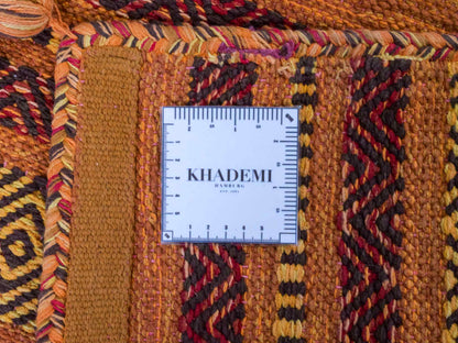 Handgewebter, moderner Indo Kelim Orientteppich von Khademi aus Baumwolle, orange. Geometrisches Design. Von Hand gewebt in Indien. Größe: 150x80cm. Teppichnummer: KB4-1652. Verkauf durch Jupiter Intl.