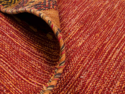 Handgewebter, moderner Indo Kelim Orientteppich von Khademi aus Baumwolle, orange. Geometrisches Design. Von Hand gewebt in Indien. Größe: 150x80cm. Teppichnummer: KB4-1652. Verkauf durch Jupiter Intl.