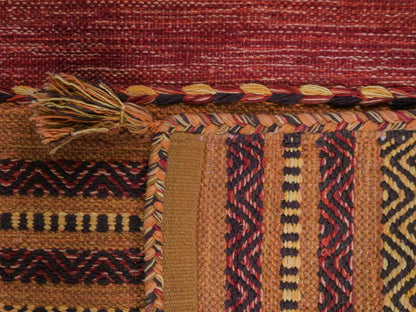 Handgewebter, moderner Indo Kelim Orientteppich von Khademi aus Baumwolle, orange. Geometrisches Design. Von Hand gewebt in Indien. Größe: 150x80cm. Teppichnummer: KB4-1654. Verkauf durch Jupiter Intl.