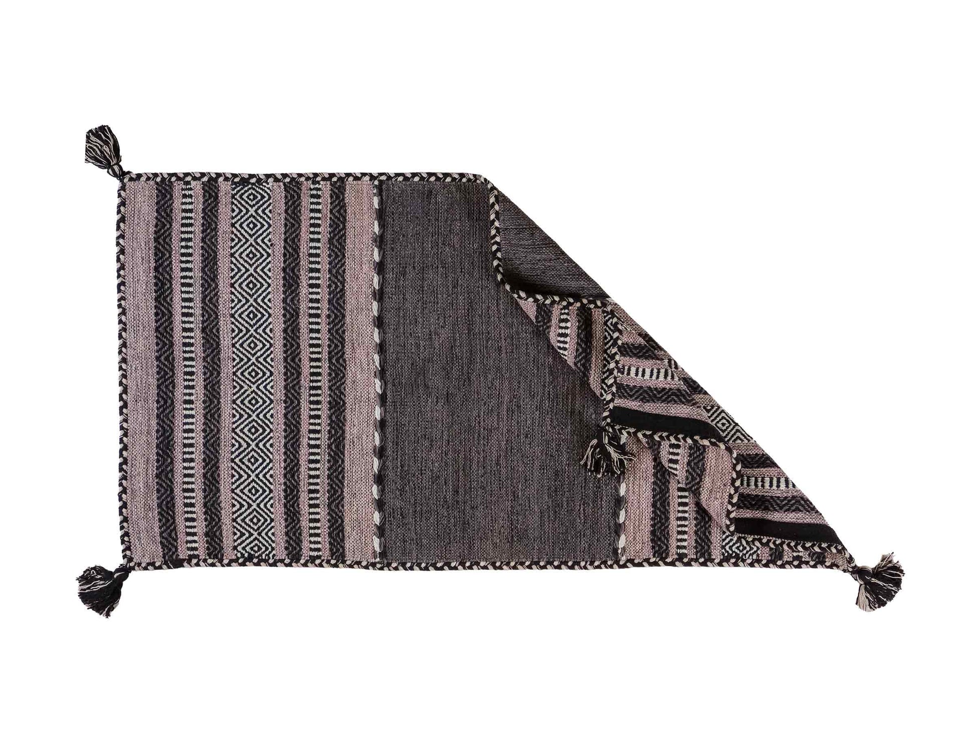 Handgewebter, moderner Indo Kelim Orientteppich von Khademi aus Baumwolle, navy. Geometrisches Design. Von Hand gewebt in Indien. Größe: 152x76cm. Teppichnummer: KB4-1648. Verkauf durch Jupiter Intl.