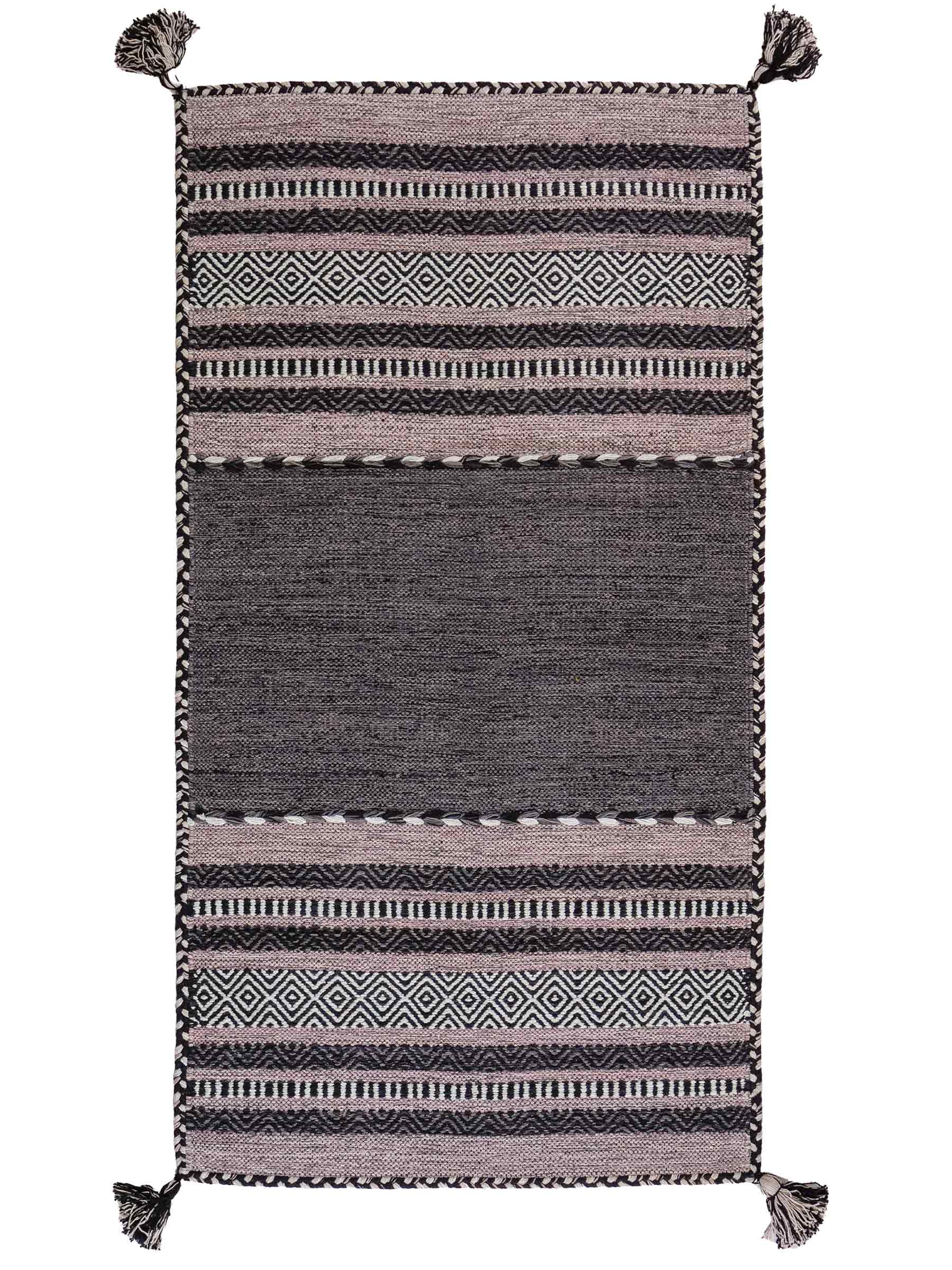Handgewebter, moderner Indo Kelim Orientteppich von Khademi aus Baumwolle, navy. Geometrisches Design. Von Hand gewebt in Indien. Größe: 152x76cm. Teppichnummer: KB4-1649. Verkauf durch Jupiter Intl.
