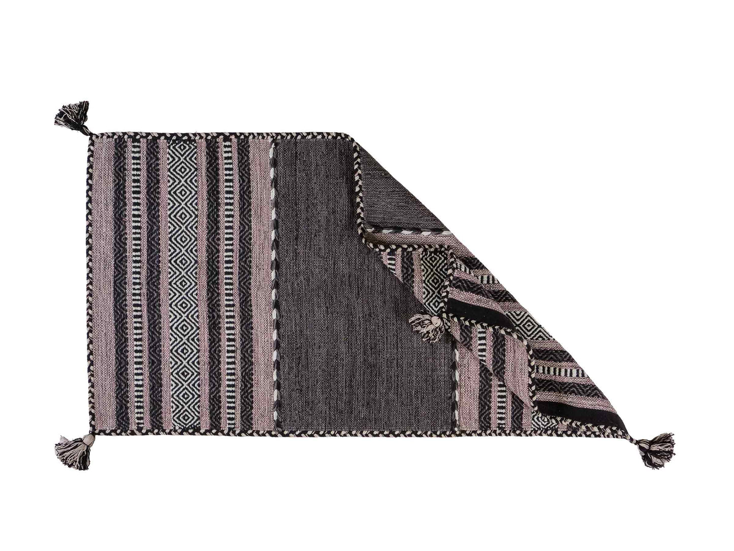 Handgewebter, moderner Indo Kelim Orientteppich von Khademi aus Baumwolle, navy. Geometrisches Design. Von Hand gewebt in Indien. Größe: 152x76cm. Teppichnummer: KB4-1649. Verkauf durch Jupiter Intl.