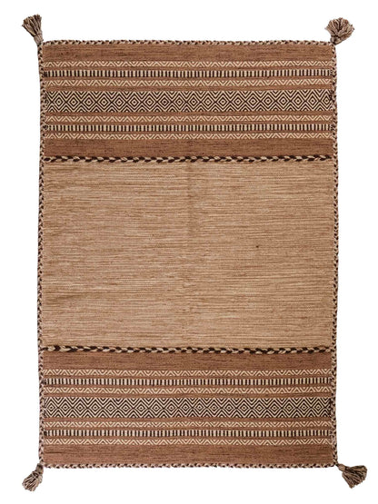 Handgewebter, moderner Indo Kelim Orientteppich von Khademi aus Baumwolle, beige. Geometrisches Design. Von Hand gewebt in Indien. Größe: 170x120cm. Teppichnummer: KB4-1662. Verkauf durch Jupiter Intl.