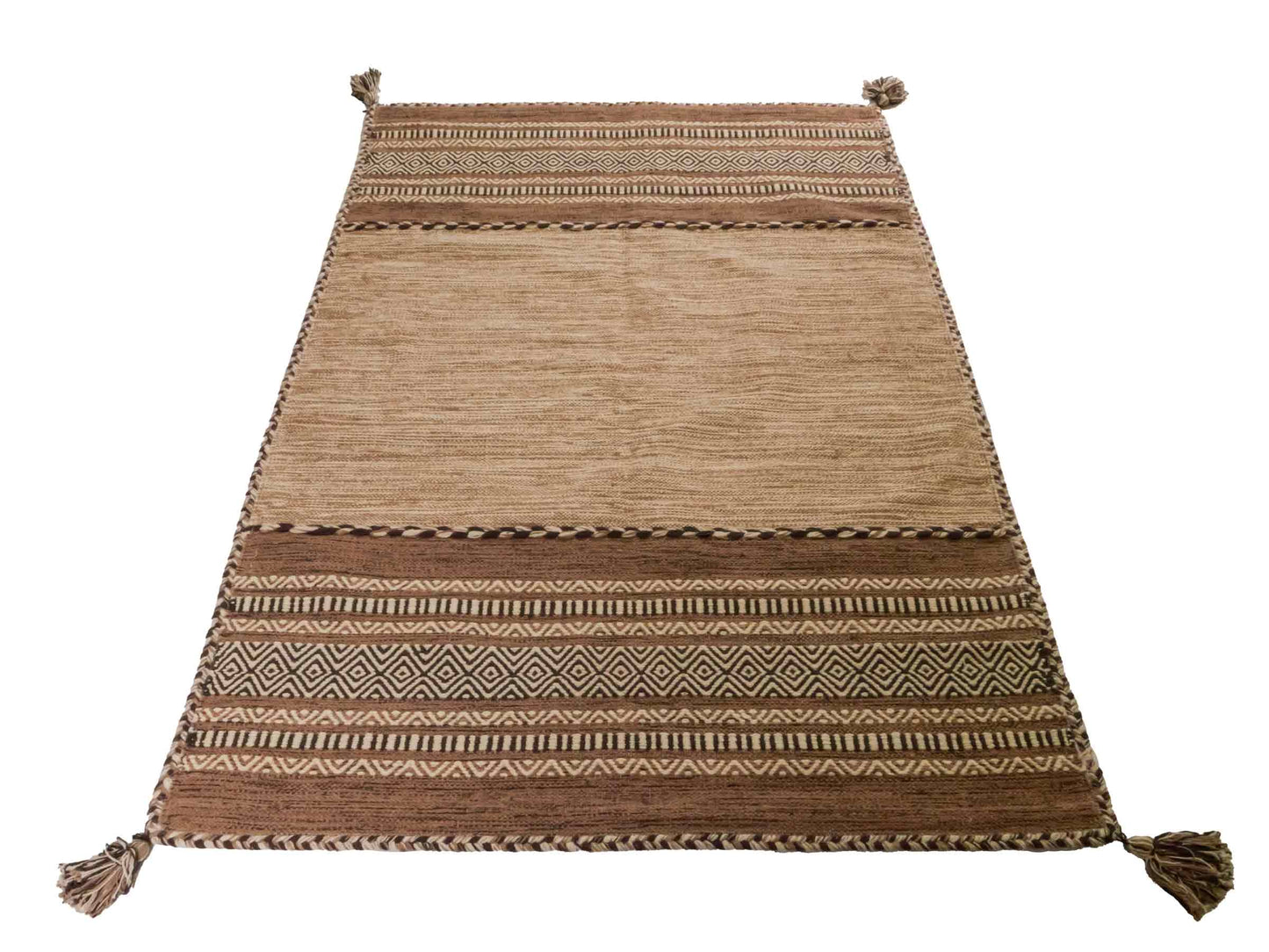 Handgewebter, moderner Indo Kelim Orientteppich von Khademi aus Baumwolle, beige. Geometrisches Design. Von Hand gewebt in Indien. Größe: 170x120cm. Teppichnummer: KB4-1662. Verkauf durch Jupiter Intl.