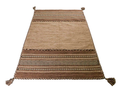 Handgewebter, moderner Indo Kelim Orientteppich von Khademi aus Baumwolle, beige. Geometrisches Design. Von Hand gewebt in Indien. Größe: 170x120cm. Teppichnummer: KB4-1662. Verkauf durch Jupiter Intl.