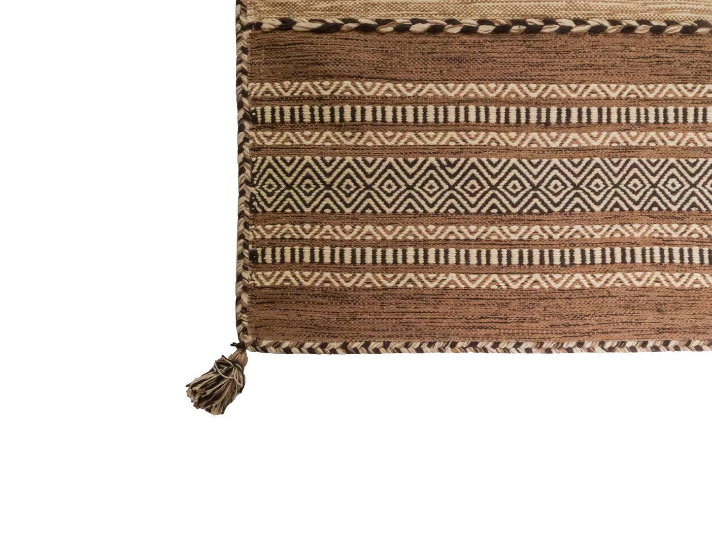 Handgewebter, moderner Indo Kelim Orientteppich von Khademi aus Baumwolle, beige. Geometrisches Design. Von Hand gewebt in Indien. Größe: 170x120cm. Teppichnummer: KB4-1662. Verkauf durch Jupiter Intl.