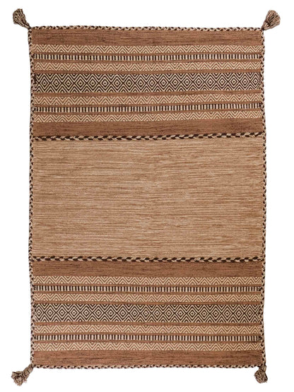 Handgewebter, moderner Indo Kelim Orientteppich von Khademi aus Baumwolle, beige. Geometrisches Design. Von Hand gewebt in Indien. Größe: 170x120cm. Teppichnummer: KB4-1663. Verkauf durch Jupiter Intl.
