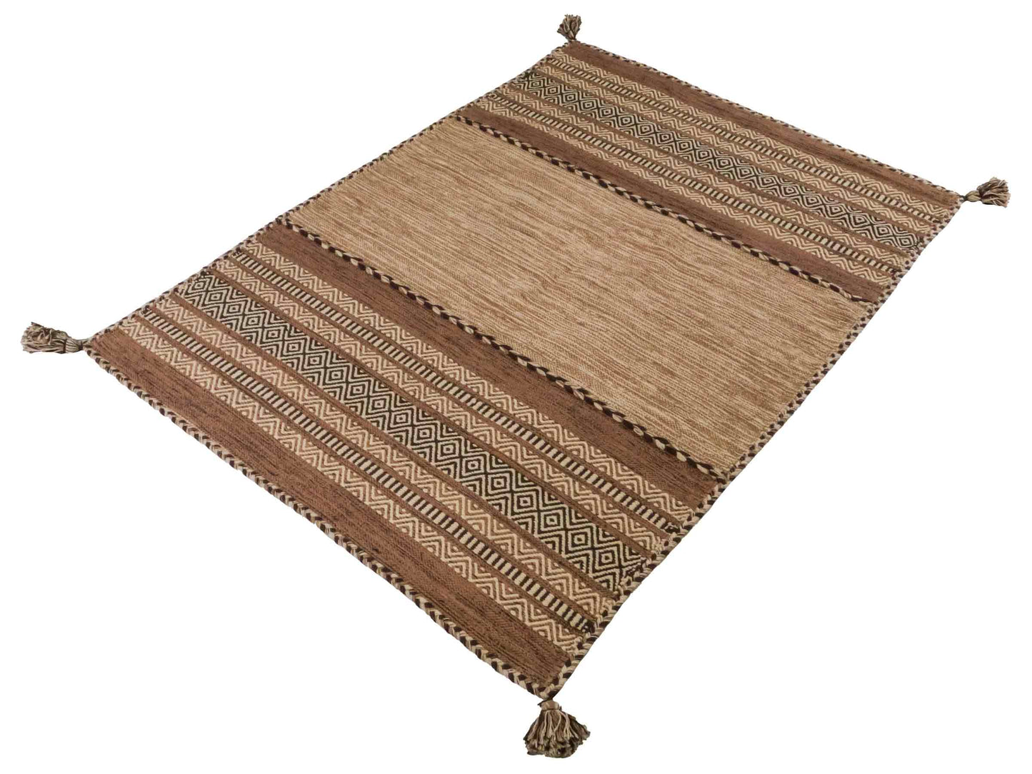 Handgewebter, moderner Indo Kelim Orientteppich von Khademi aus Baumwolle, beige. Geometrisches Design. Von Hand gewebt in Indien. Größe: 170x120cm. Teppichnummer: KB4-1663. Verkauf durch Jupiter Intl.
