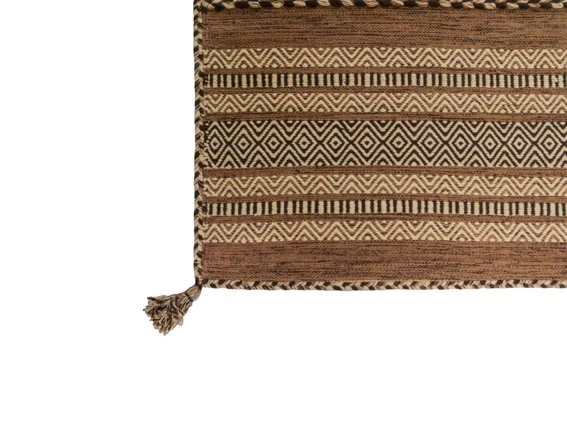 Handgewebter, moderner Indo Kelim Orientteppich von Khademi aus Baumwolle, beige. Geometrisches Design. Von Hand gewebt in Indien. Größe: 170x120cm. Teppichnummer: KB4-1663. Verkauf durch Jupiter Intl.