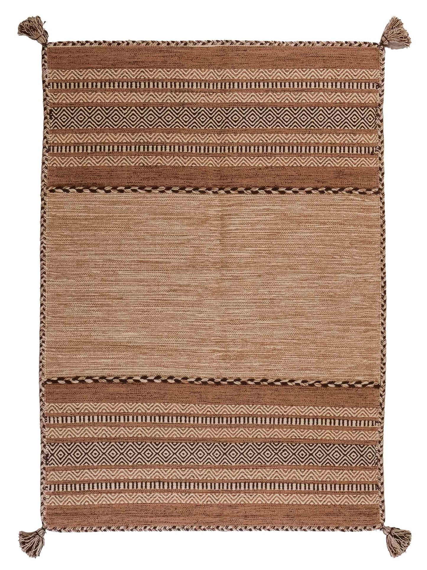 Handgewebter, moderner Indo Kelim Orientteppich von Khademi aus Baumwolle, beige. Geometrisches Design. Von Hand gewebt in Indien. Größe: 170x120cm. Teppichnummer: KB4-1665. Verkauf durch Jupiter Intl.