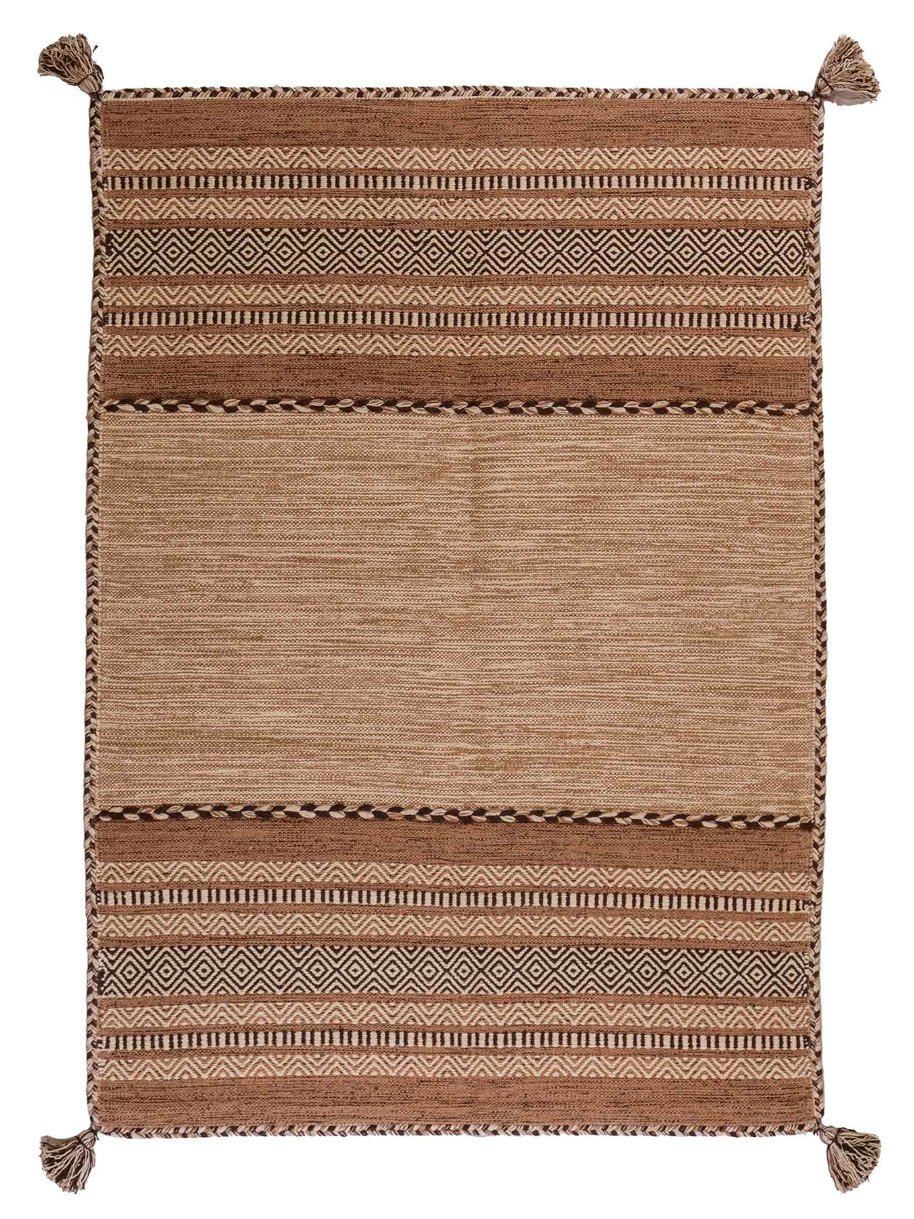 Handgewebter, moderner Indo Kelim Orientteppich von Khademi aus Baumwolle, beige. Geometrisches Design. Von Hand gewebt in Indien. Größe: 170x120cm. Teppichnummer: KB4-1665. Verkauf durch Jupiter Intl.