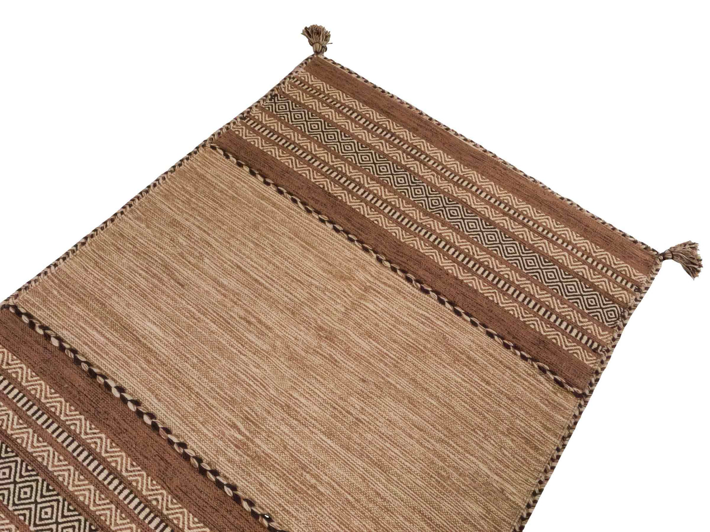 Handgewebter, moderner Indo Kelim Orientteppich von Khademi aus Baumwolle, beige. Geometrisches Design. Von Hand gewebt in Indien. Größe: 170x120cm. Teppichnummer: KB4-1665. Verkauf durch Jupiter Intl.