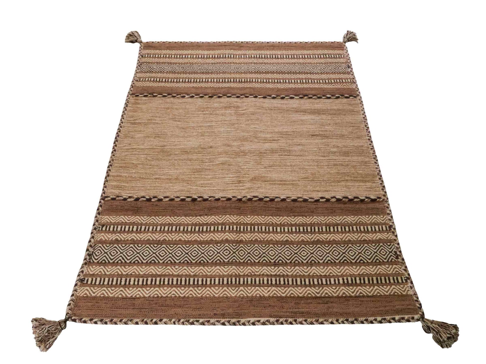 Handgewebter, moderner Indo Kelim Orientteppich von Khademi aus Baumwolle, beige. Geometrisches Design. Von Hand gewebt in Indien. Größe: 170x120cm. Teppichnummer: KB4-1665. Verkauf durch Jupiter Intl.