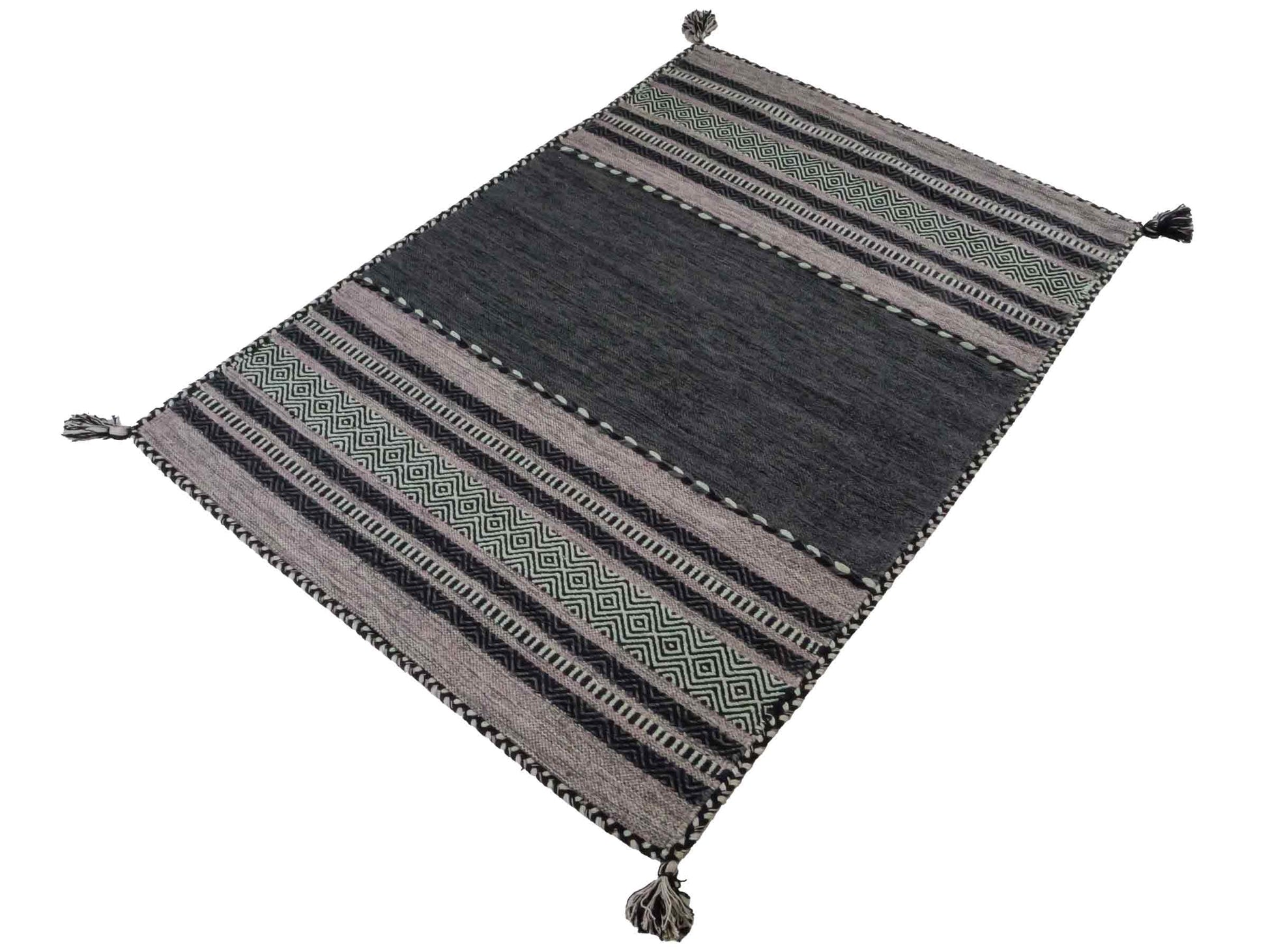 Handgewebter, moderner Indo Kelim Orientteppich von Khademi aus Baumwolle, navy. Geometrisches Design. Von Hand gewebt in Indien. Größe: 170x120cm. Teppichnummer: KB4-1666. Verkauf durch Jupiter Intl.