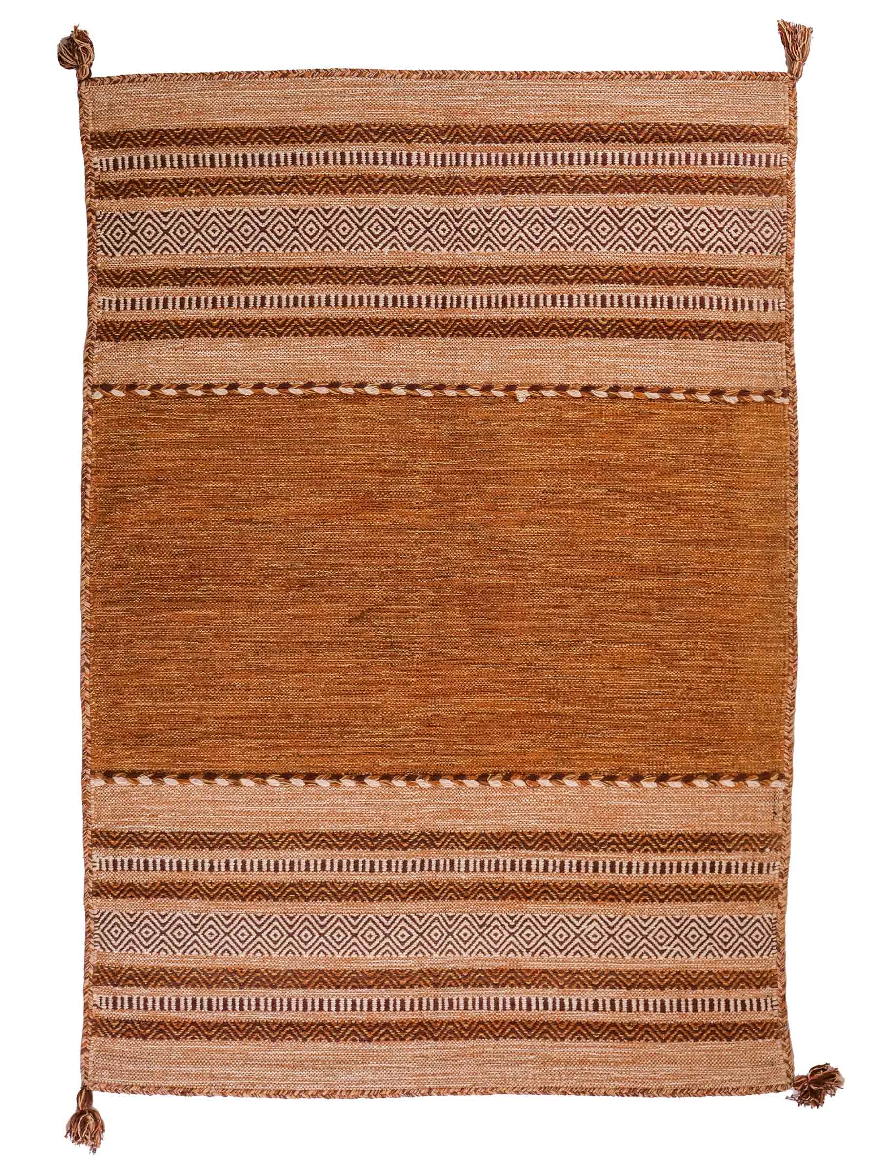 Handgewebter, moderner Indo Kelim Orientteppich von Khademi aus Baumwolle, braun. Geometrisches Design. Von Hand gewebt in Indien. Größe: 190x130cm. Teppichnummer: KB4-1669. Verkauf durch Jupiter Intl.