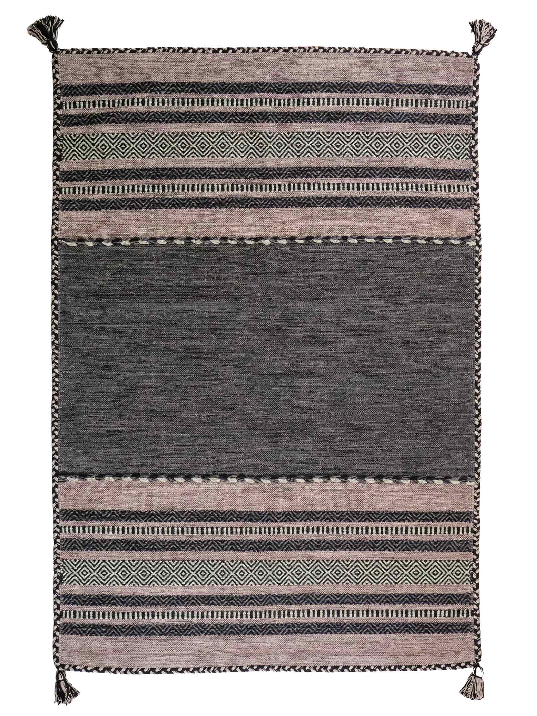 Handgewebter, moderner Indo Kelim Orientteppich von Khademi aus Baumwolle, navy. Geometrisches Design. Von Hand gewebt in Indien. Größe: 190x130cm. Teppichnummer: KB4-1668. Verkauf durch Jupiter Intl.