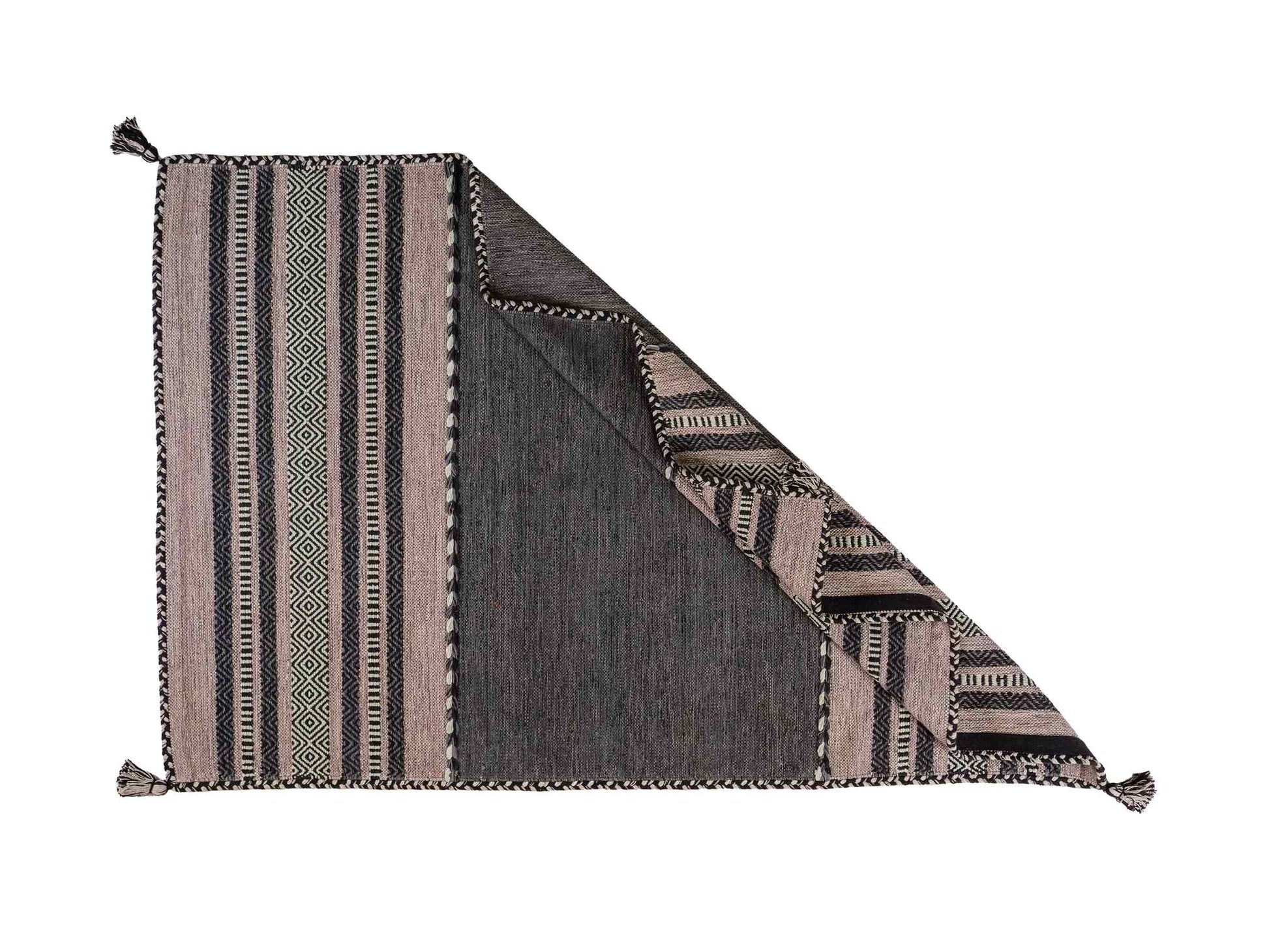 Handgewebter, moderner Indo Kelim Orientteppich von Khademi aus Baumwolle, navy. Geometrisches Design. Von Hand gewebt in Indien. Größe: 190x130cm. Teppichnummer: KB4-1668. Verkauf durch Jupiter Intl.