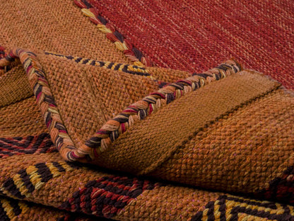 Handgewebter, moderner Indo Kelim Orientteppich von Khademi aus Baumwolle, orange. Geometrisches Design. Von Hand gewebt in Indien. Größe: 230x140cm. Teppichnummer: KB4-1677. Verkauf durch Jupiter Intl.