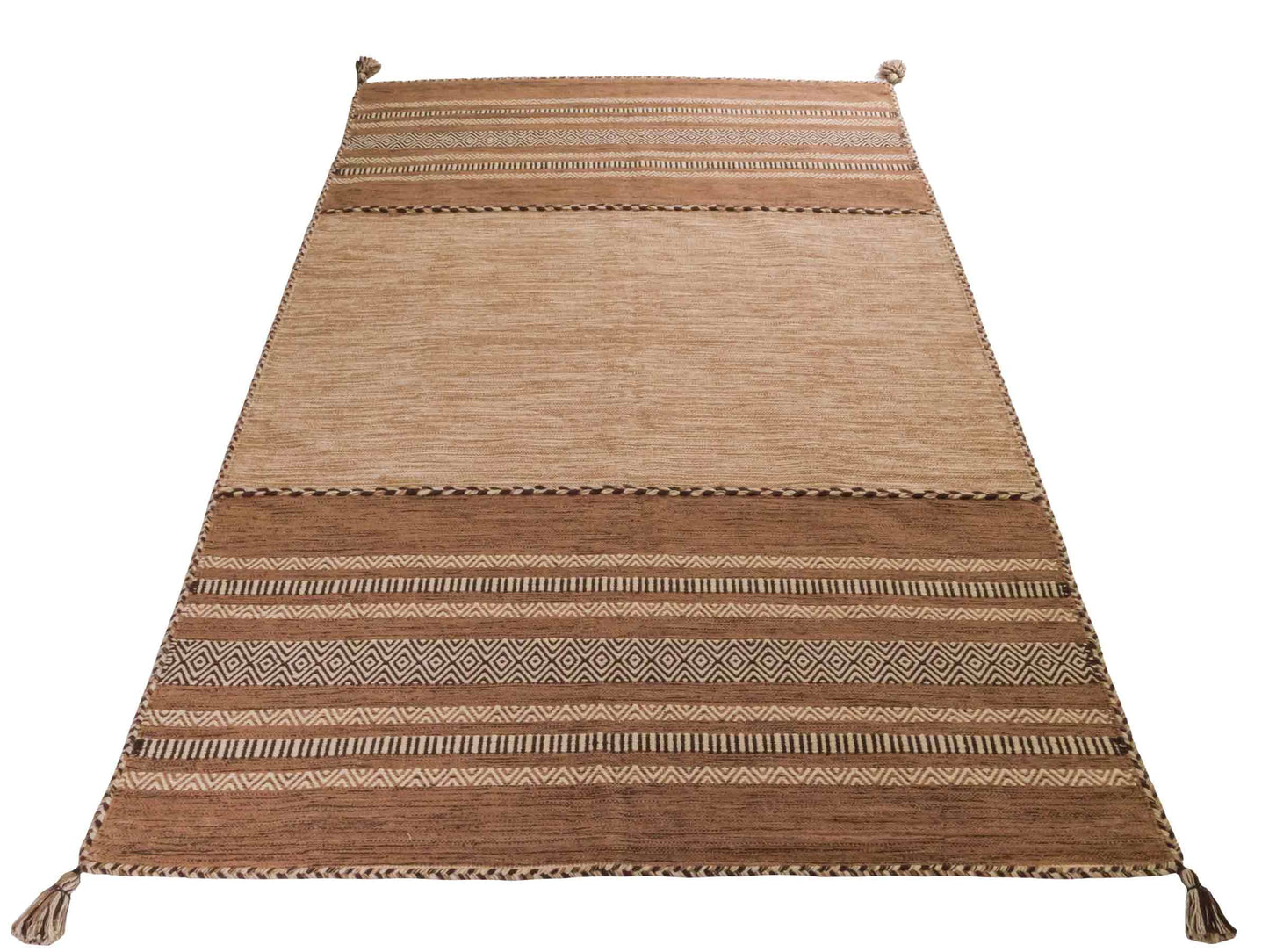 Handgewebter, moderner Indo Kelim Orientteppich von Khademi aus Baumwolle, beige. Geometrisches Design. Von Hand gewebt in Indien. Größe: 230x170cm. Teppichnummer: KB4-1689. Verkauf durch Jupiter Intl.