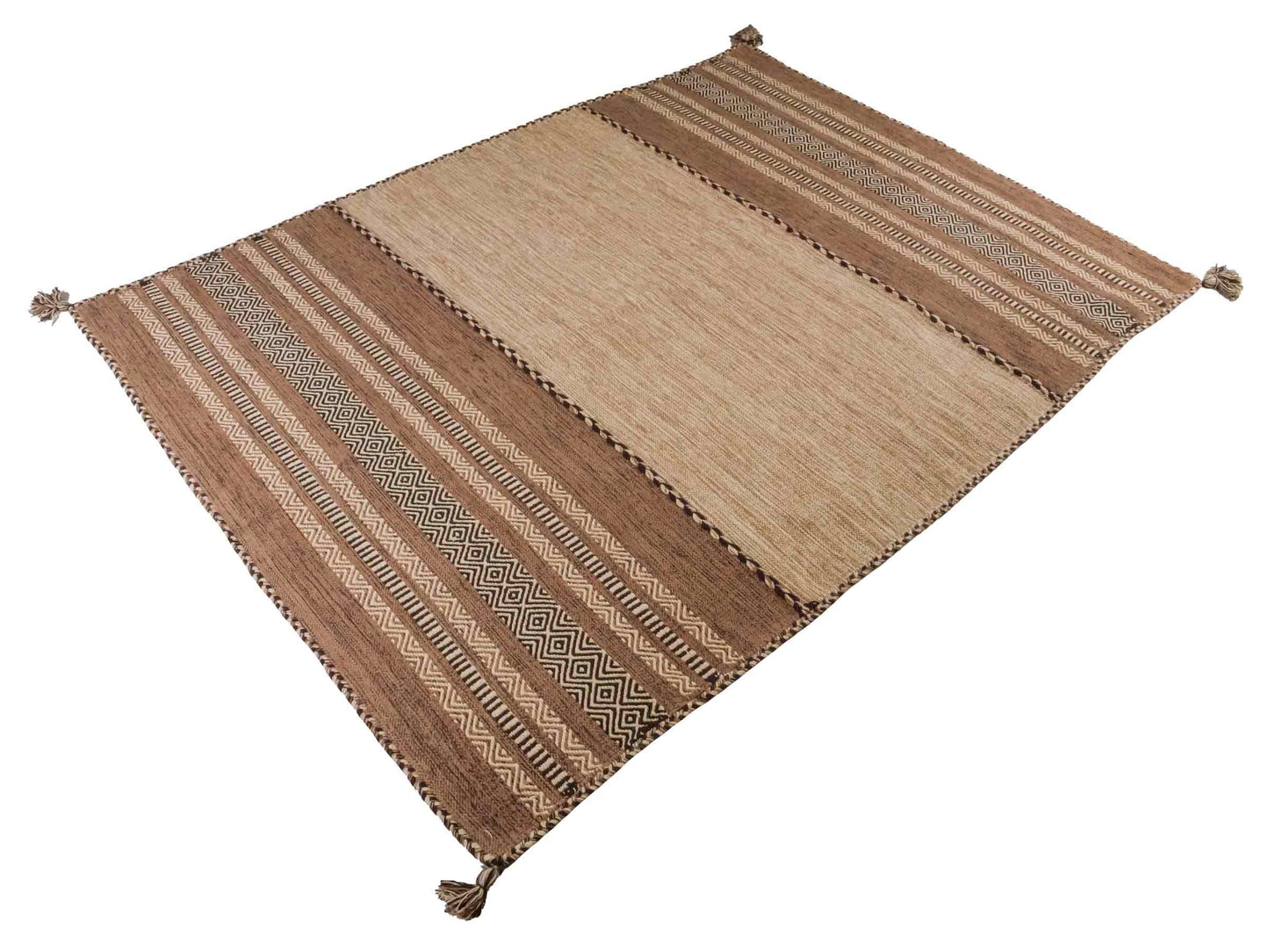 Handgewebter, moderner Indo Kelim Orientteppich von Khademi aus Baumwolle, beige. Geometrisches Design. Von Hand gewebt in Indien. Größe: 230x170cm. Teppichnummer: KB4-1690. Verkauf durch Jupiter Intl.