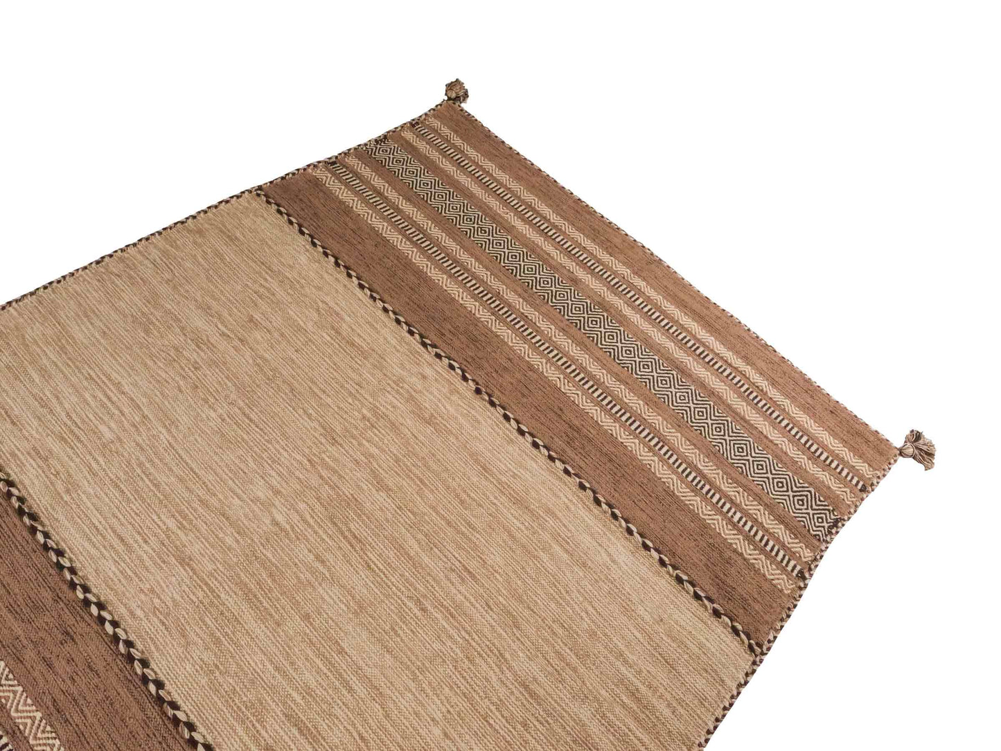 Handgewebter, moderner Indo Kelim Orientteppich von Khademi aus Baumwolle, beige. Geometrisches Design. Von Hand gewebt in Indien. Größe: 230x170cm. Teppichnummer: KB4-1690. Verkauf durch Jupiter Intl.