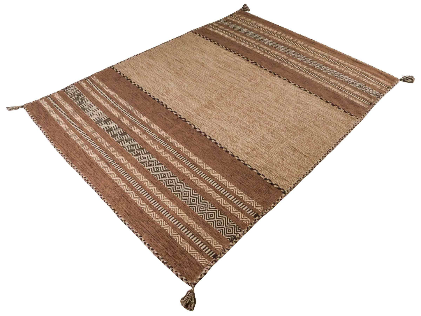Handgewebter, moderner Indo Kelim Orientteppich von Khademi aus Baumwolle, beige. Geometrisches Design. Von Hand gewebt in Indien. Größe: 230x170cm. Teppichnummer: KB4-1691. Verkauf durch Jupiter Intl.